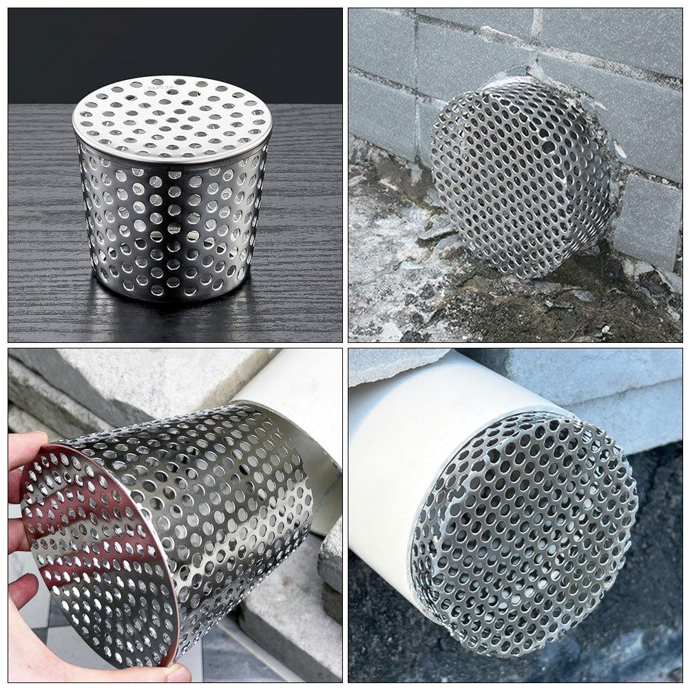 Stainless Steel Gutter Guard Strainer Efficient Hole Design Roof Drain Filter Universal Downspout Cover Outdoor Gutter