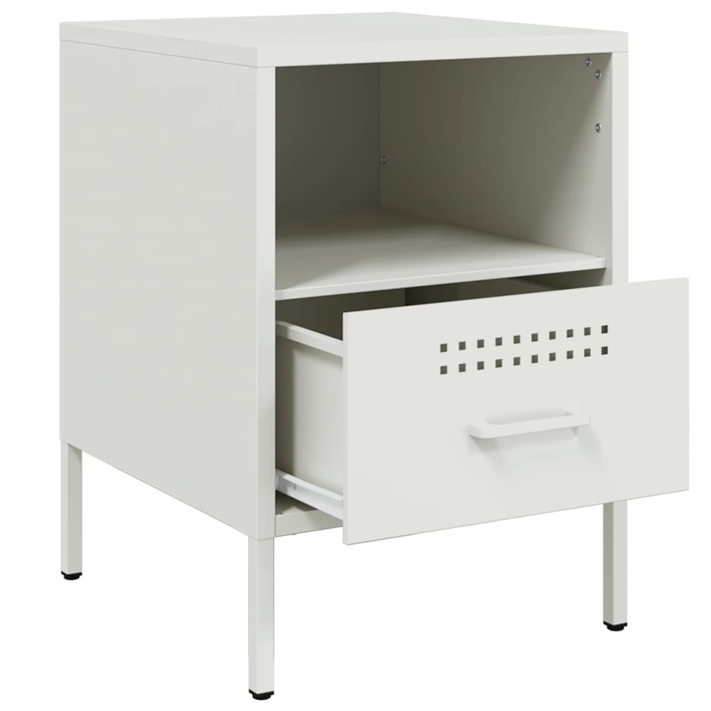Nightstands 2 Pcs. White 36 X 39 X 50.5 Cm Steel
