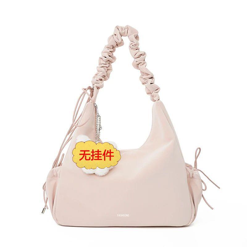 Solid color lightweight drawstring casual commute cute versatile shoulder messenger bag commute light luxury portable