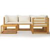 6 Piece Garden Lounge Set with Cream Cushions Solid Acacia Wood