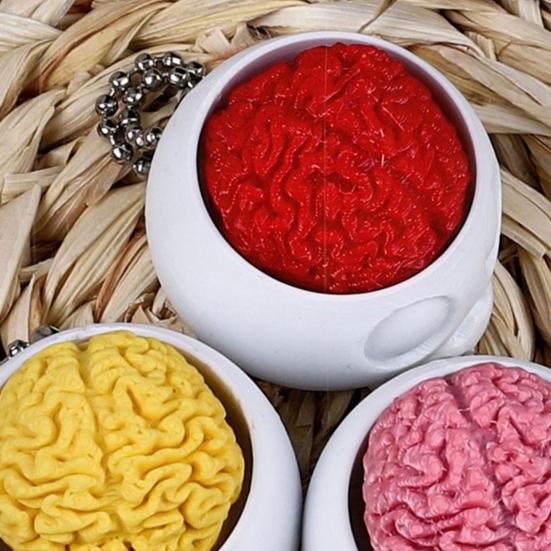 Stress Relief Toys 3D Printed Skull Brain Keychain Fidget Toy with Crisp Pressing Sound Portable Pendant for Backpack Bag Keys Unique Gift for Teens