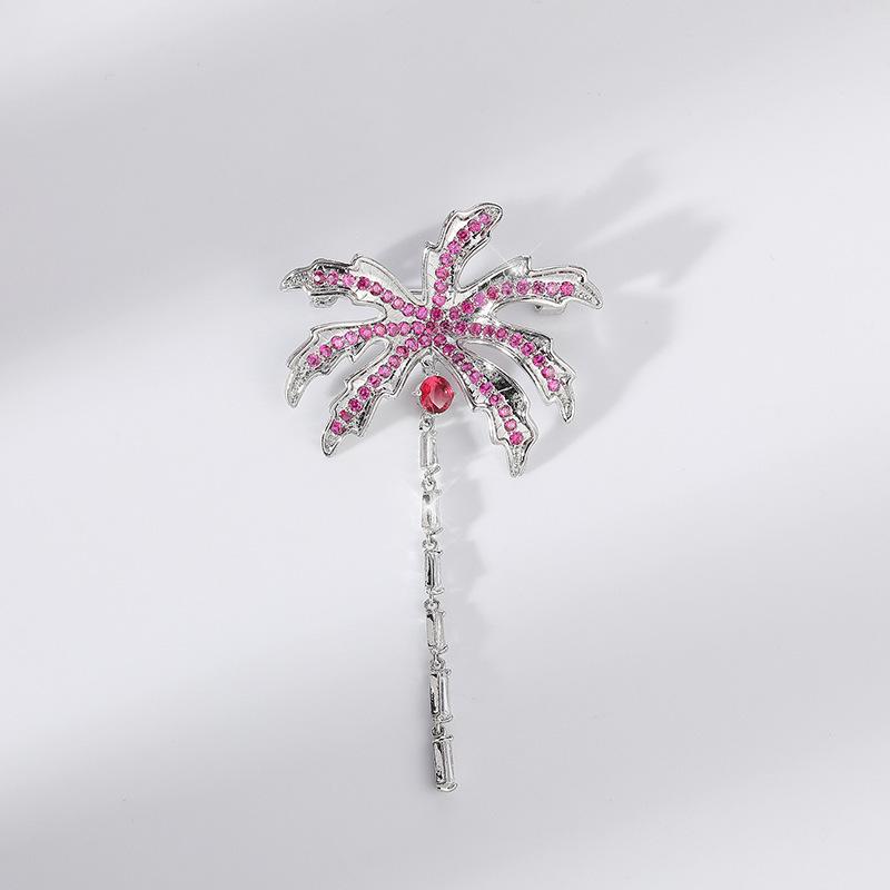 Bo Xin Yun Luxury Crystal Coconut Tree Brooch - Women s High-End Zircon Copper Decoration