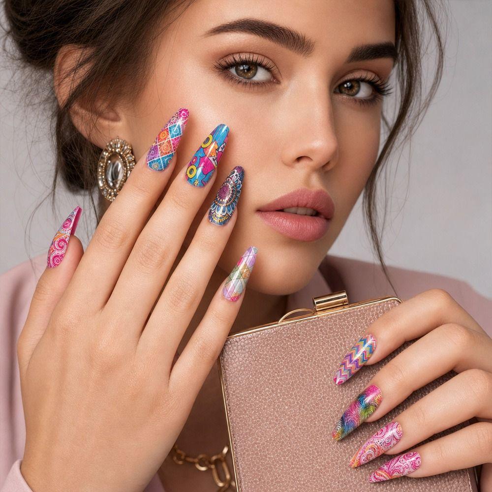 Flower Nail Foils Stripe Pattern Nail Decals Professional Nail Art Stickers Nail Decoration
