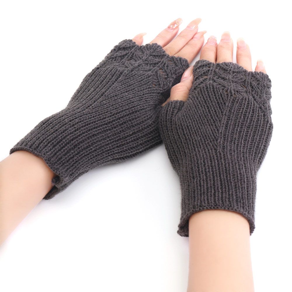 Mitaines élastiques douces sans doigts d'hiver, gants tricotés, chauffe-bras chauds épais