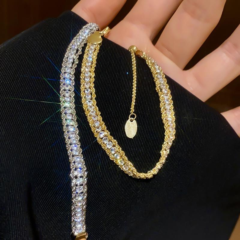 Lux Rhinestone Wrap Bracelet - Korean Style, Trendy Fashion Bangle