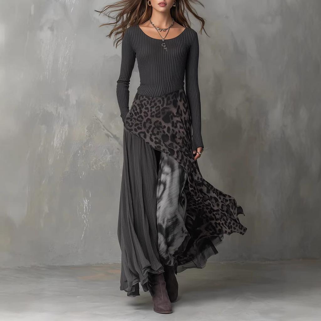 Ladies' Casual Long Sleeved Irregular Hem Dress