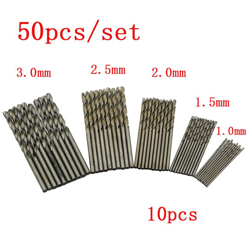 50Pcs Hss High Speed Steel Diamond Drill Bit Set Tool Coated Twist Drill