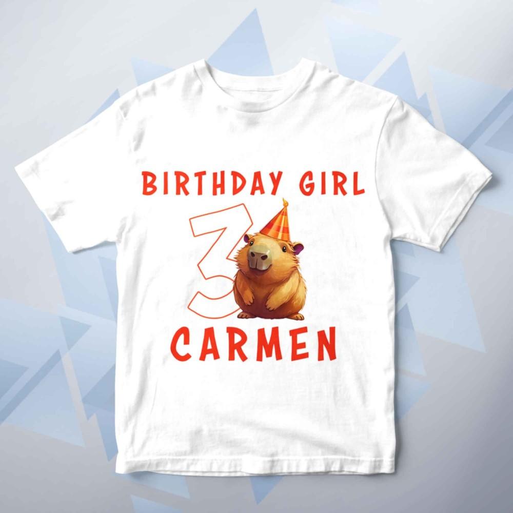 

Personalised Capybara Birthday Kids T-Shirt Any Name Any Number Birthday Gift S