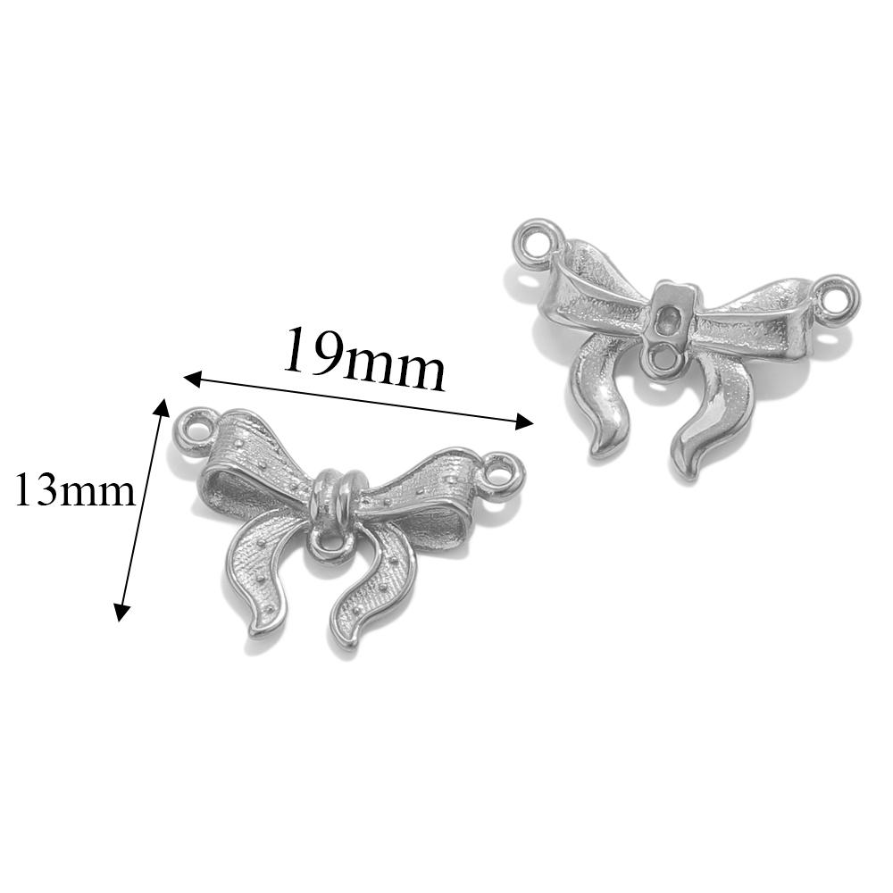 5 szt. Zawieszki ze stali nierdzewnej z podwójnym otworem do łączenia do bransoletek, naszyjników, tworzenia biżuterii DIY, zawieszki z łącznikiem w kształcie serca, kokardy, złote zawieszki