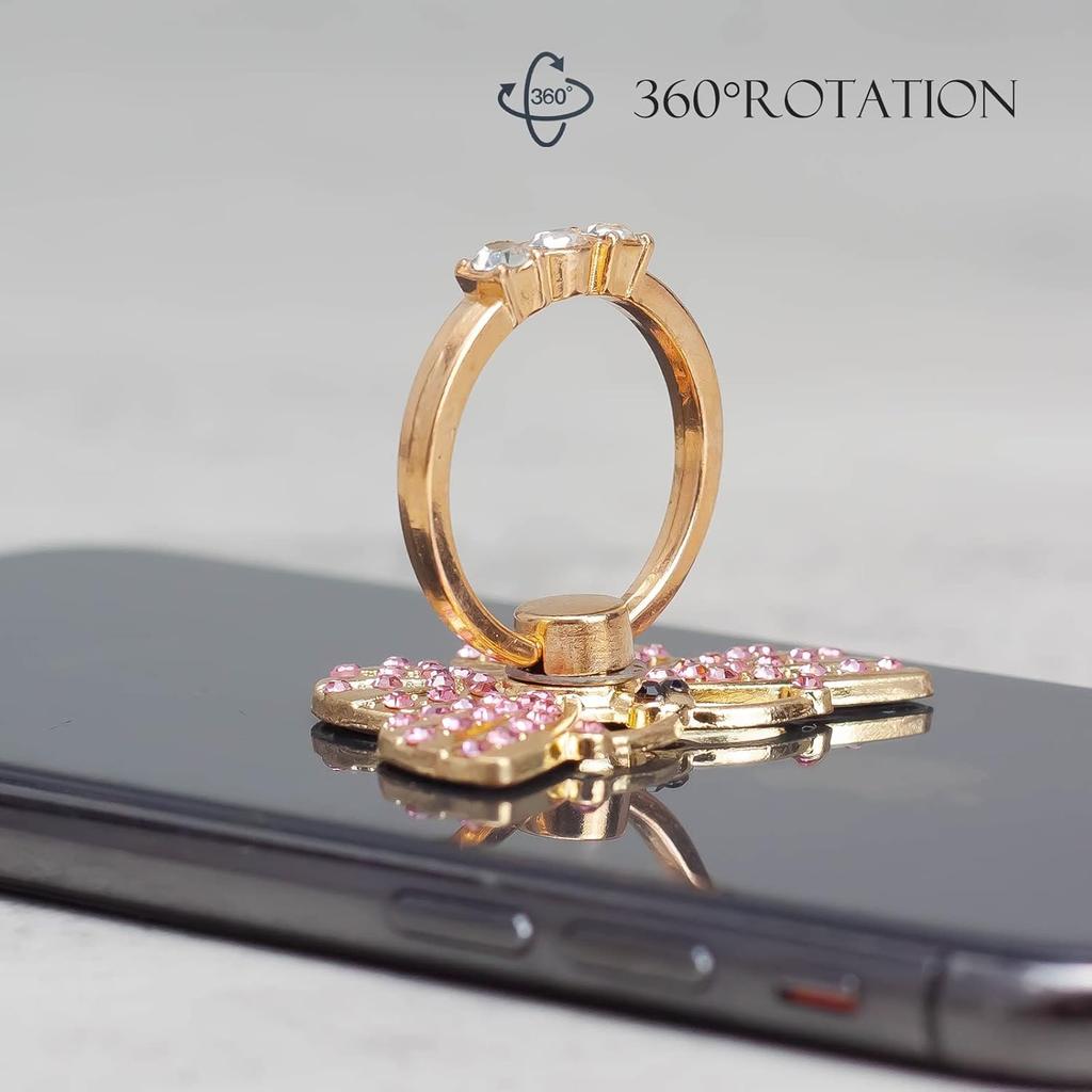 [2 Packs] Butterfly Glitter Bling Bling Phone Ring Holder, Sparkle Phone Ring Grip Artificial Diamond Stand,Rhinestone Cell Finger Ring for
