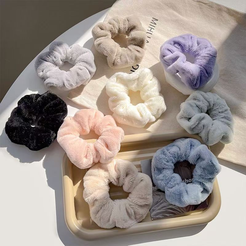 Korean Style Plush Candy Color Hair Ring Woman Cute Sweet Fashion Scrunchie Hair Accessories