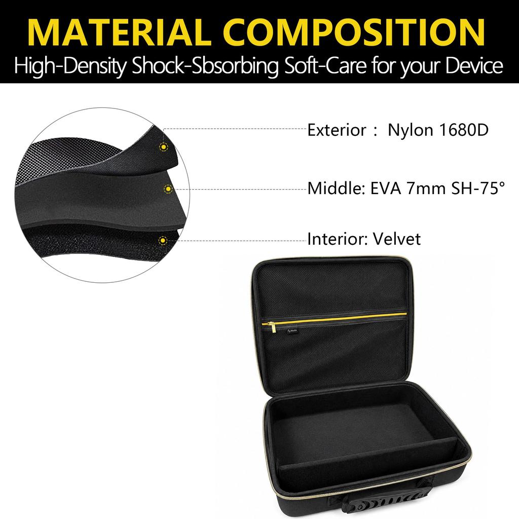 Musiin Quad Cortex Compatible Guitar Effect Processor Case Gold Tone Edition Mesh Pocket Cable Compartment Portable Storage with Handle