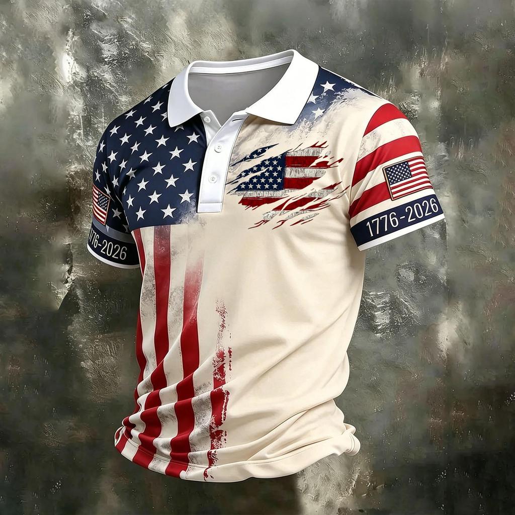 Men's Casual Quick Dry Mesh Golf Polo Shirt Short Sleeve Printed Button Down Lightweight Sportswear Top for Outdoor Activities