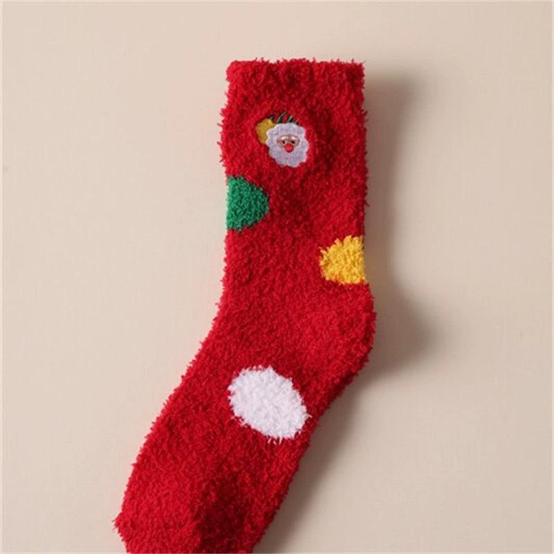 Winter Coral Velvet Christmas Socks Women s Soft Thickened Warm Cartoon Cute Santa Claus Kids Christmas Gift Floor Sleep Socks