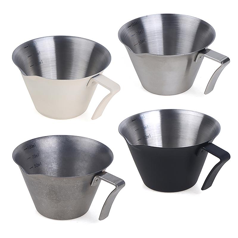 1Pc 100Ml Espresso Measuring Cup With Handle Stainless Steel Coffee Shot Coffee Pouring Cup Home Kitchen Measuring Accessories