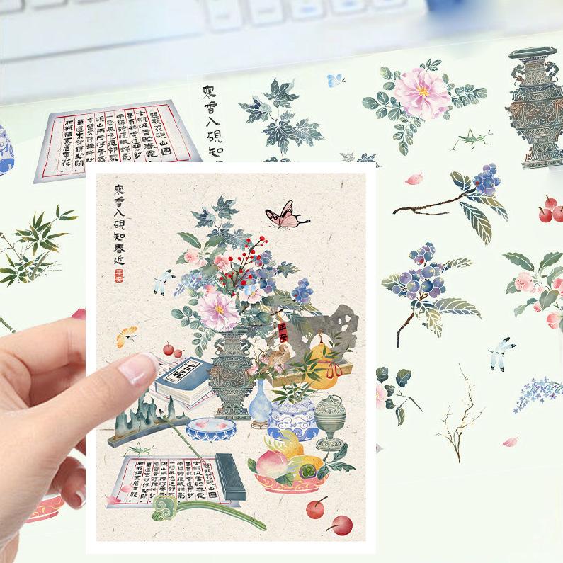 Kreslené krajinné samolepky Vícenásobný miniaturní svět 3D chata Rozbalit DIY scéna Ruční příspěvek