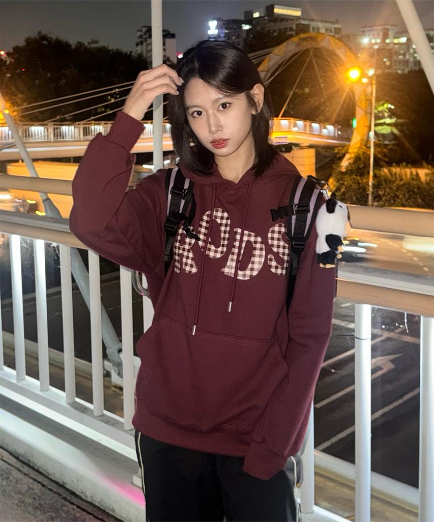 Rods Big Logo Check Hoodie (Wine)