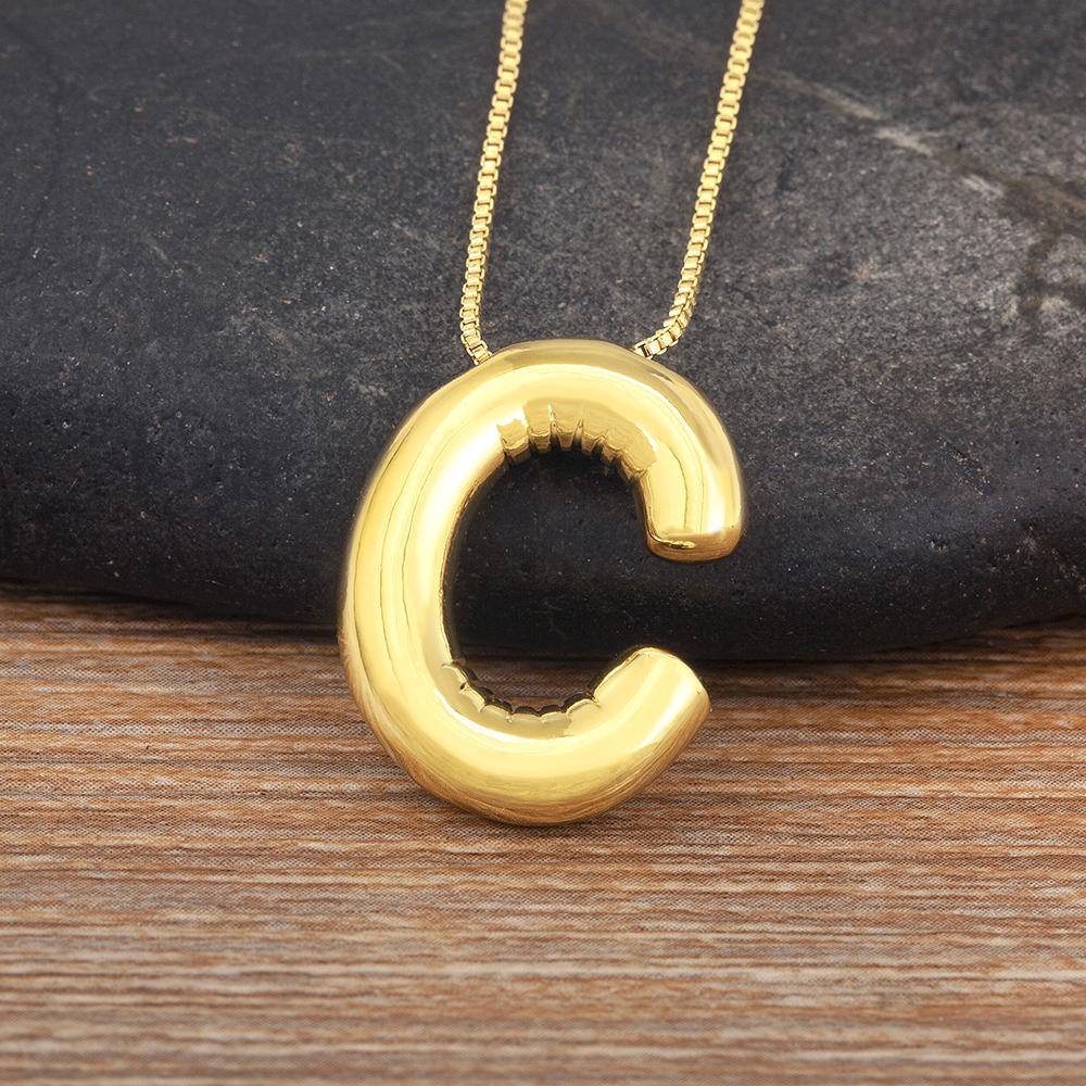 Nidin New Retro Punk Style Copper A-Z Letters Pendant Necklace Initials Alphabet For Women Vintage Name Jewelry Daily Party Gift