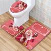 Christmas Toilet Three-Piece Floor Mat Bathroom Three-Piece Carpet Doormat