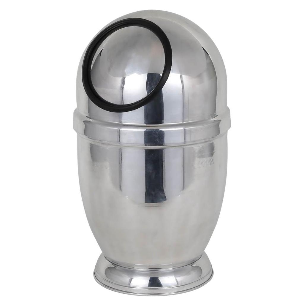 Dulton Trash Can Silver L Aluminum Dust Bin Mirror Finish Glossy Shiny Lid with Inner Bucket Trash Can Freestanding Living Room Study Room Indoor