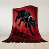 Black Panther Red Background Flannel Blanket Warm Soft Halloween Christmas Couch Warm Cozy Decorative Decor Gift for All Season