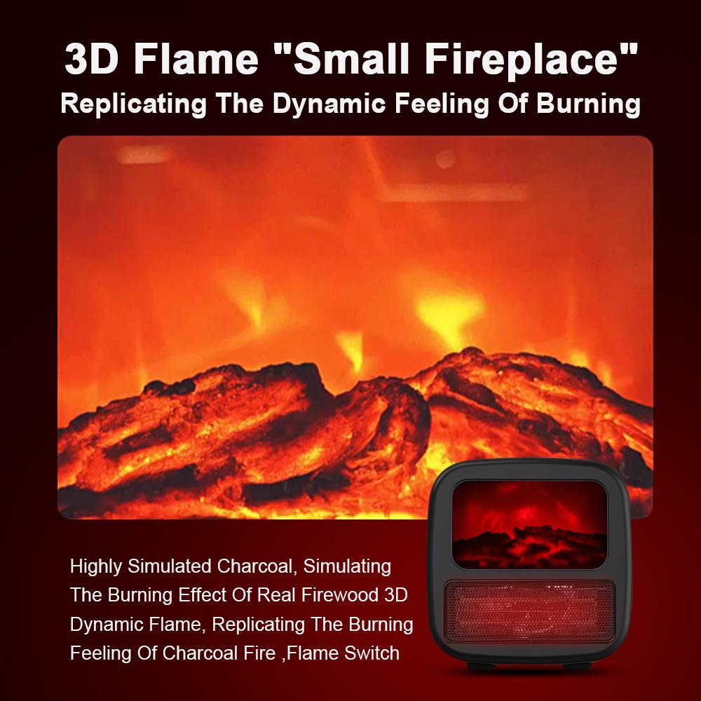 Electric Fireplace Heaters 1000W Portable Mini Heating Fans Warm Heater Desktop Flame Air Warmer Home Stove Heater for Winter