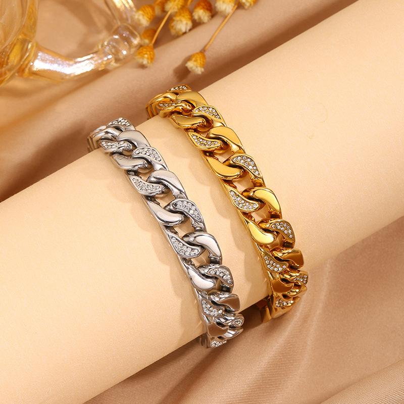 Electroplated K diamond-encrusted titanium steel , hip-hop light luxury Cuban full diamond stainless steel