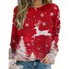 Womens Round Neck Pullover Sweatshirt With 3D Christmas Tree Print Casual Comfort Fit 2025