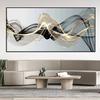 Modern Nordic Abstract Ink Wall Art Canvas Painting Gold and Black Versatile Ribbon Posters Prints Picture for Living Room Decor