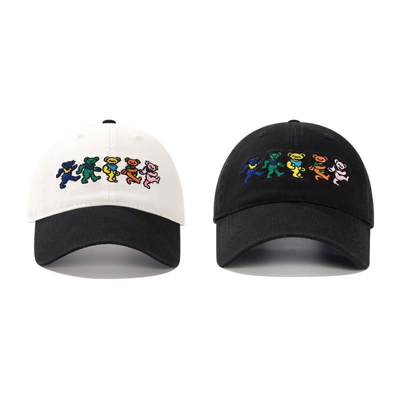 Dancing Bear Embroidered Baseball Cap Women's Spring and Summer New Soft Top Deep Top Big Head Circumference Showing Face Small Cap Tide