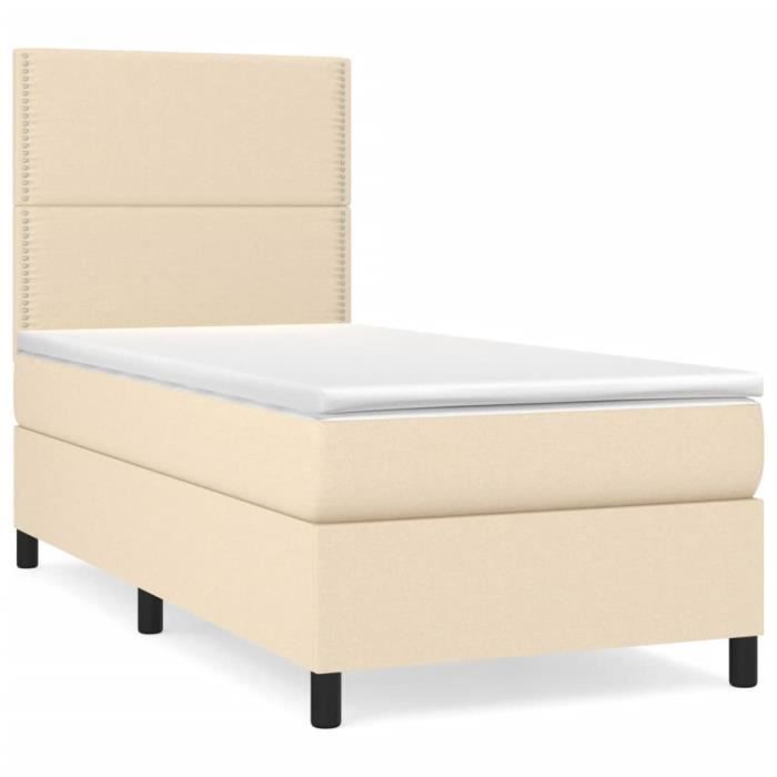 3141670 vidaXL Divan Bed with Mattress Cream 90x200 Cm Fabric