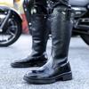 Men's Mid-calf Boots High Quality Patent Leather Casual Long Tube Boots Fashion Motorcycle Boots Men's Knight Boot Botas Hombre