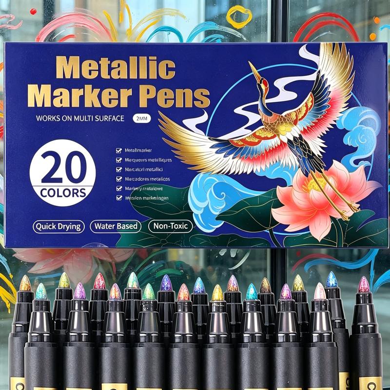 Colorful 20 Colors Permanent Metallic Paint Marker Waterproof Markers Tire Tread Rubber Fabric Paint Metal Paint Marker Pens