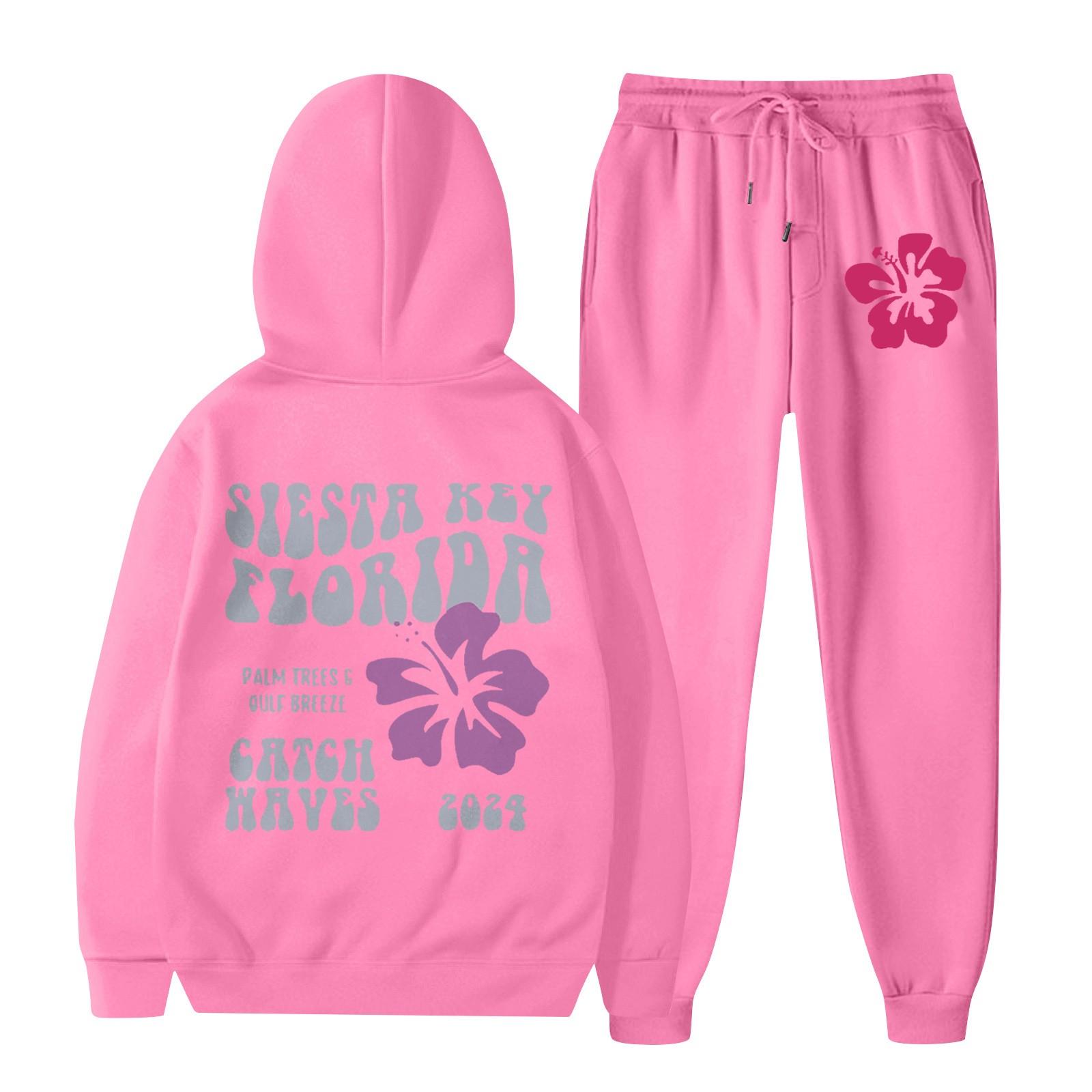 

Жіночий спортивний костюм з капюшоном, унісекс, бігові костюми з двох частин, пуловери з довгими рукавами, толстовки, світшоти, комплекти спортивних штанів XXXL рожевий