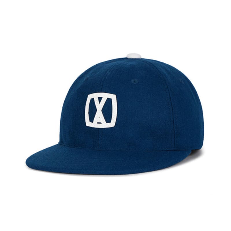 VARZAR VA Square Applique Wool Baseball Cap Navy