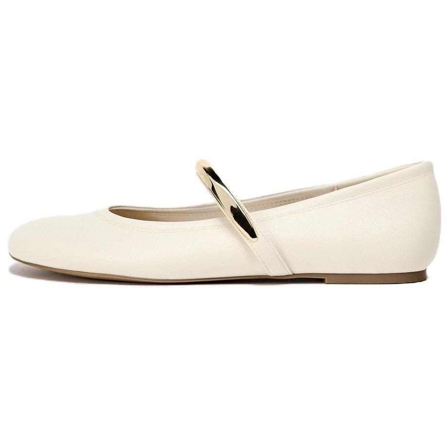Zara Pu Metallic Strap Round Toe Fashion Flat Mary Jane Shoes Women Shoes White 12520510-38