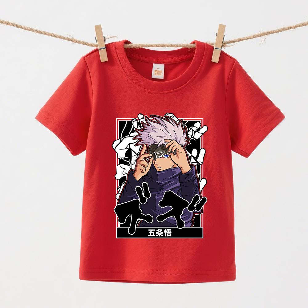 Jujutsu Kaisen Gojo Anime Graphic Print Kids Cotton T Shirts Summer Short Sleeve Casual Tee for Boys Girls Clothes
