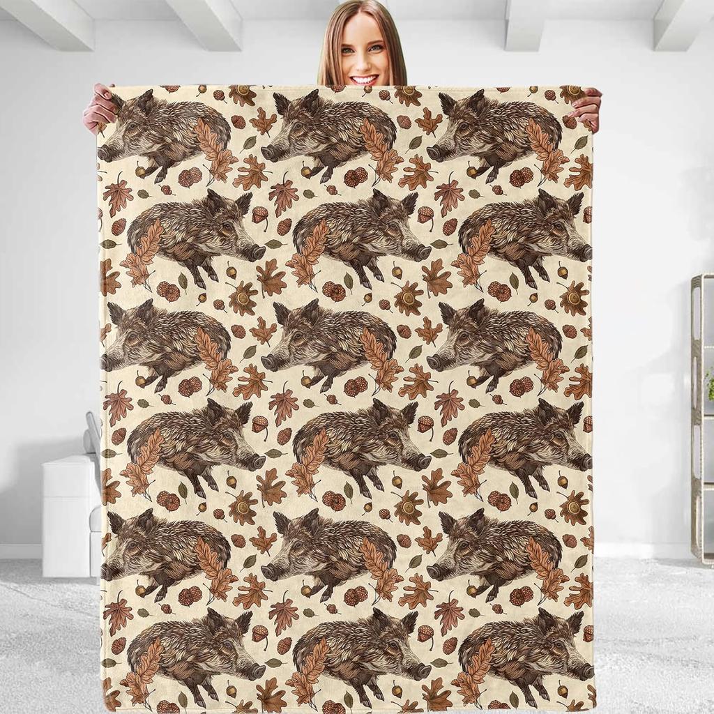Funny Bacon Theme Throw Blanket Plush Soft Comfy Lightweight Warm Fuzzy AntiPilling Flannel Blanket for Couch Sofa