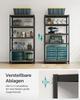 SONGMICS Shelving Unit, 50 x 100 x 200 cm, 875 kg Load Capacity (175 kg per Shelf), Industrial, Adjustable Storage Shelves, for Living Room, Kitchen