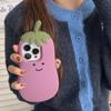 For iPhone 14 Pro Case Cartoon Smile Eggplant Soft Silicone Phone Cover