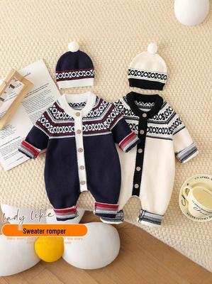 Baby Boy Autumn/Winter Knit Sweater Romper - Stylish and Cute Bodysuit