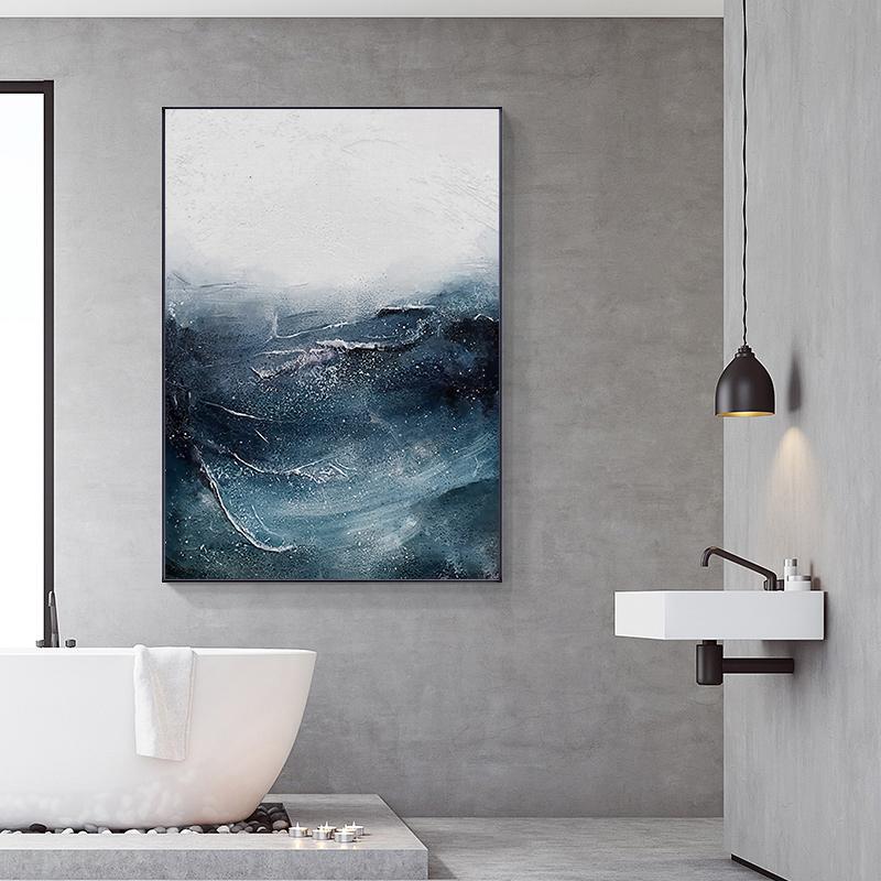 Nordic Abstract Ocean Landscape Wall Art Canvas Painting Minimalist Poster Print Decorative Picture for Living Room Home Decor