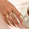 Dainty Gold Color Ring Minimalist CZ Paved Chain Link & Textured  Adjustable Open Rings For Women Everyday & Casual Wear