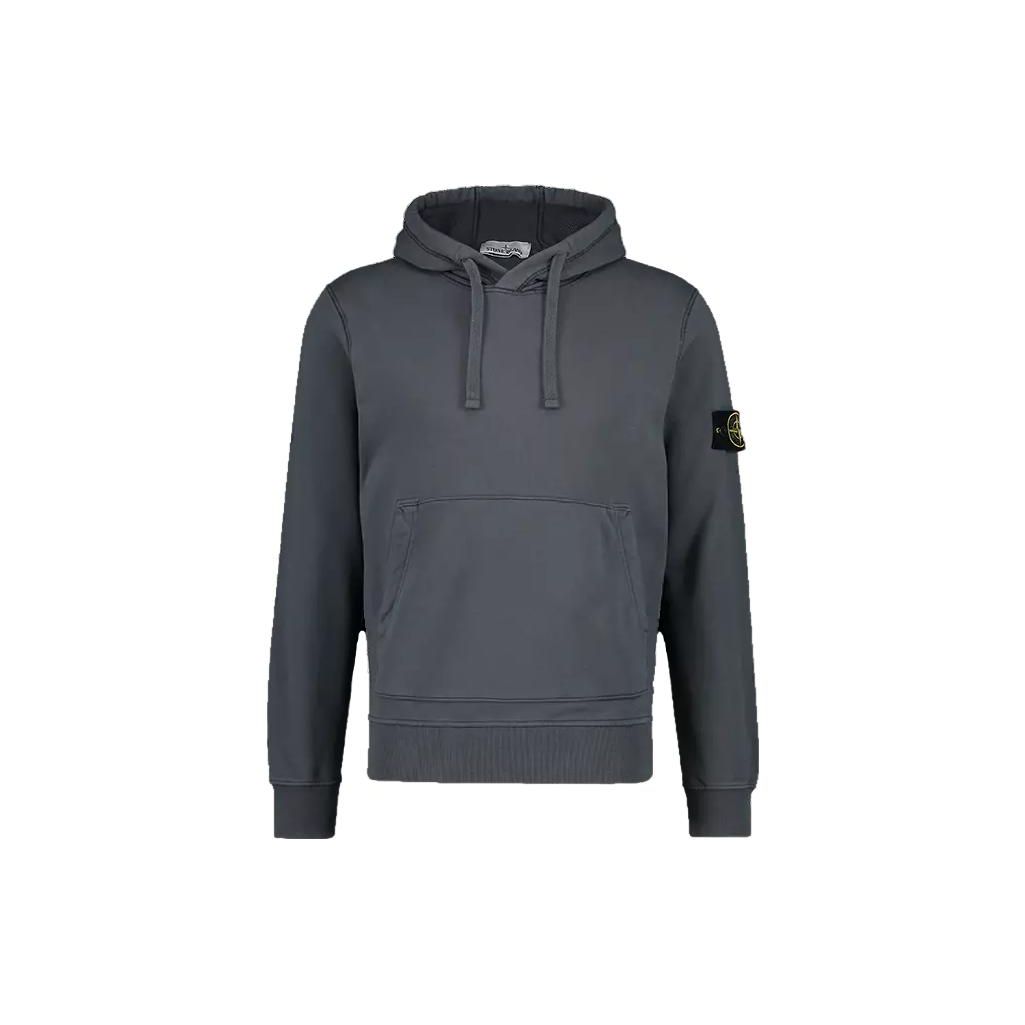 Stone Island Effen Kleur Logo Trekkoord Hoodie Mannen hoodies Grijs 791564151-V0062 M