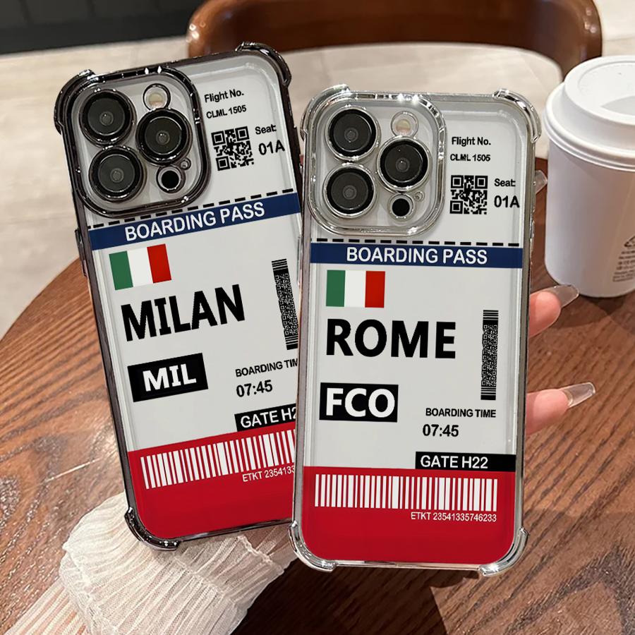 Hot Air Rome Label Case for Apple iPhone 17 Air 16 15 14 Plus 13 12 11 Pro Max 16e Clear Cover