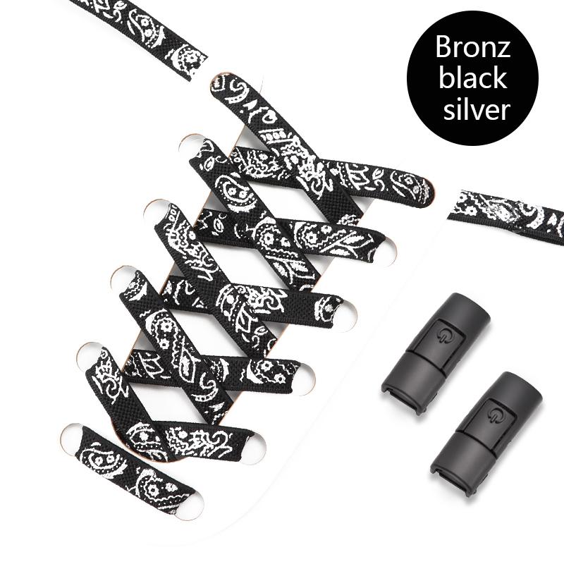 Nr. 8 bunte Press-Lock-Schnürsenkel ohne Bänder, Cashew-Blume, elastische Schnürsenkel, Sport, Kinder, Erwachsene, 8 mm dick, Tennis-Flats, Schnürsenkel ohne Bindeband