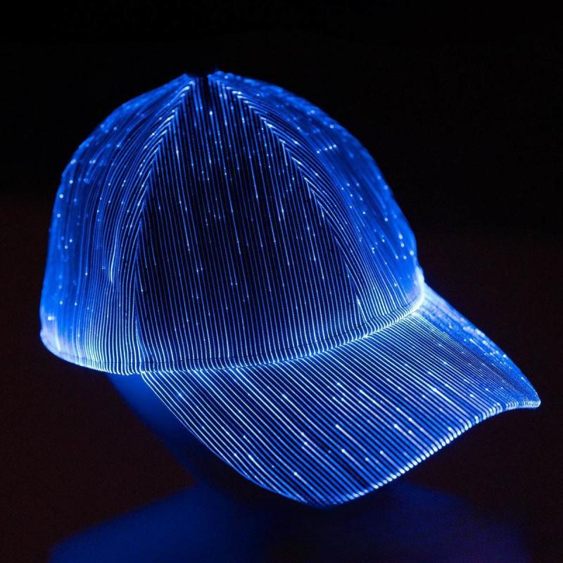 Halloween Large Brim LED Fiber Optic Glowing Baseball Cap, Sport Adjustable Wholesale