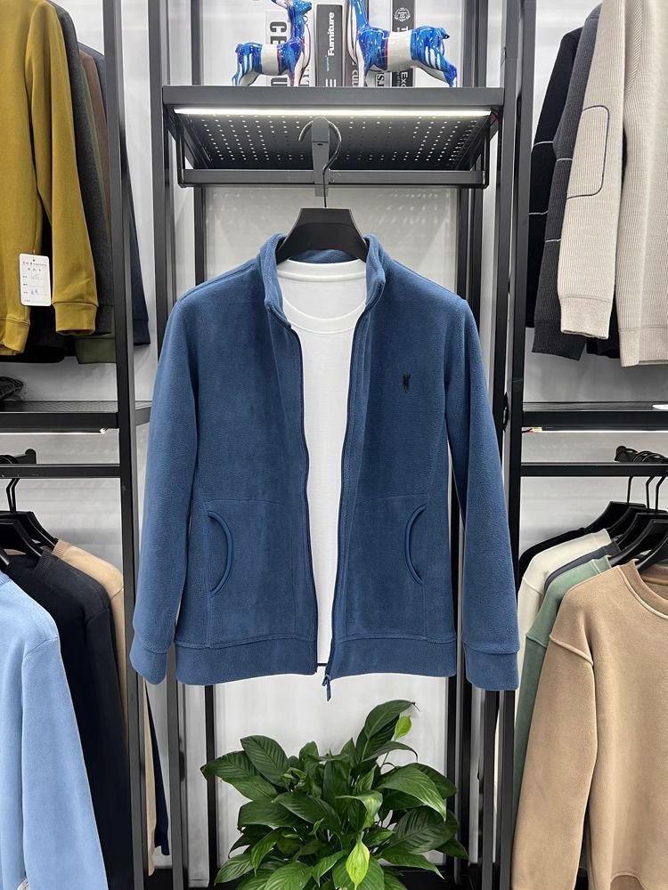 Men's Versatile American-Style Fleece Hoodie - Solid Color, Thickened, Stand Collar, Loose Fit, Plus Size, Wear-Resistant Outerwear