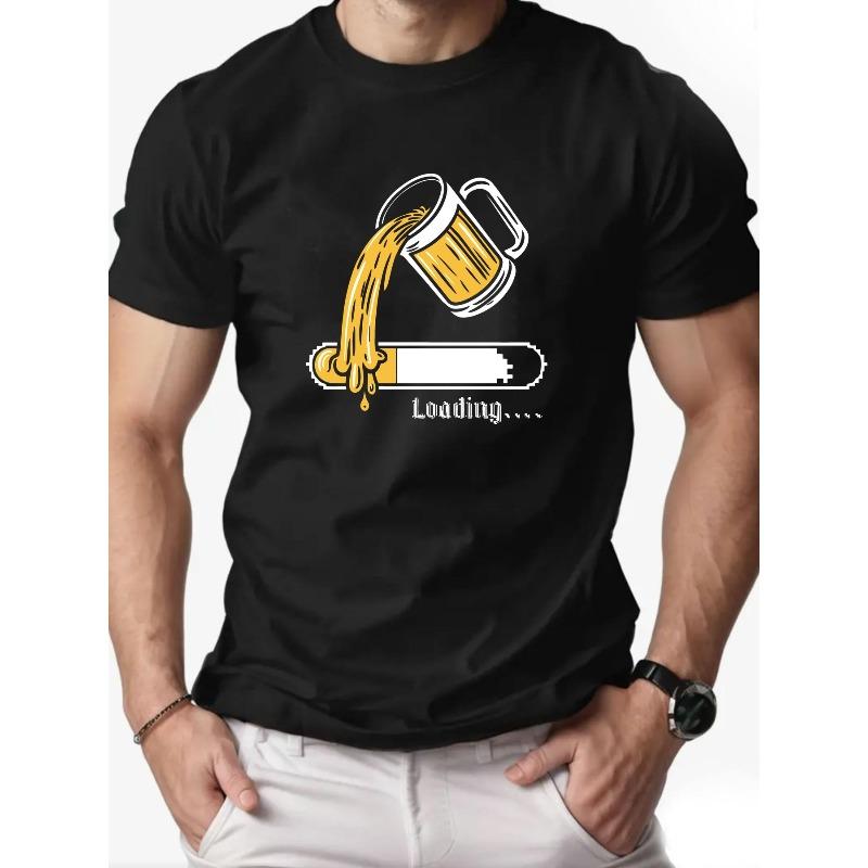 

Casual Summer Cropped T-Shirt for Men Featuring a Beer Design And a Round Neckline 4XL чорний