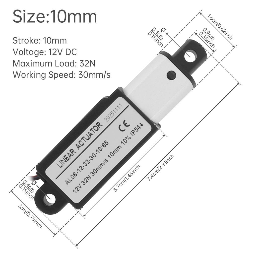 Mini Electric Linear Actuator 12V 10-200mm Stroke Electric Reciprocating Lifting Linear Motion Actuator for Home Automation with Mounting Brackets
